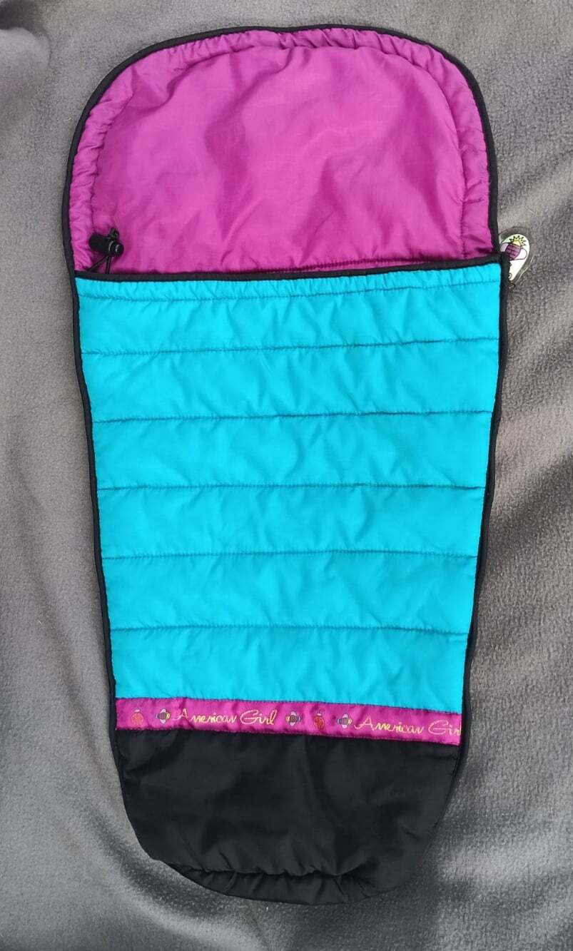 American Girl Mummy Sleeping Bag 2001 Retired Teal Pink Camping Accessory 18"